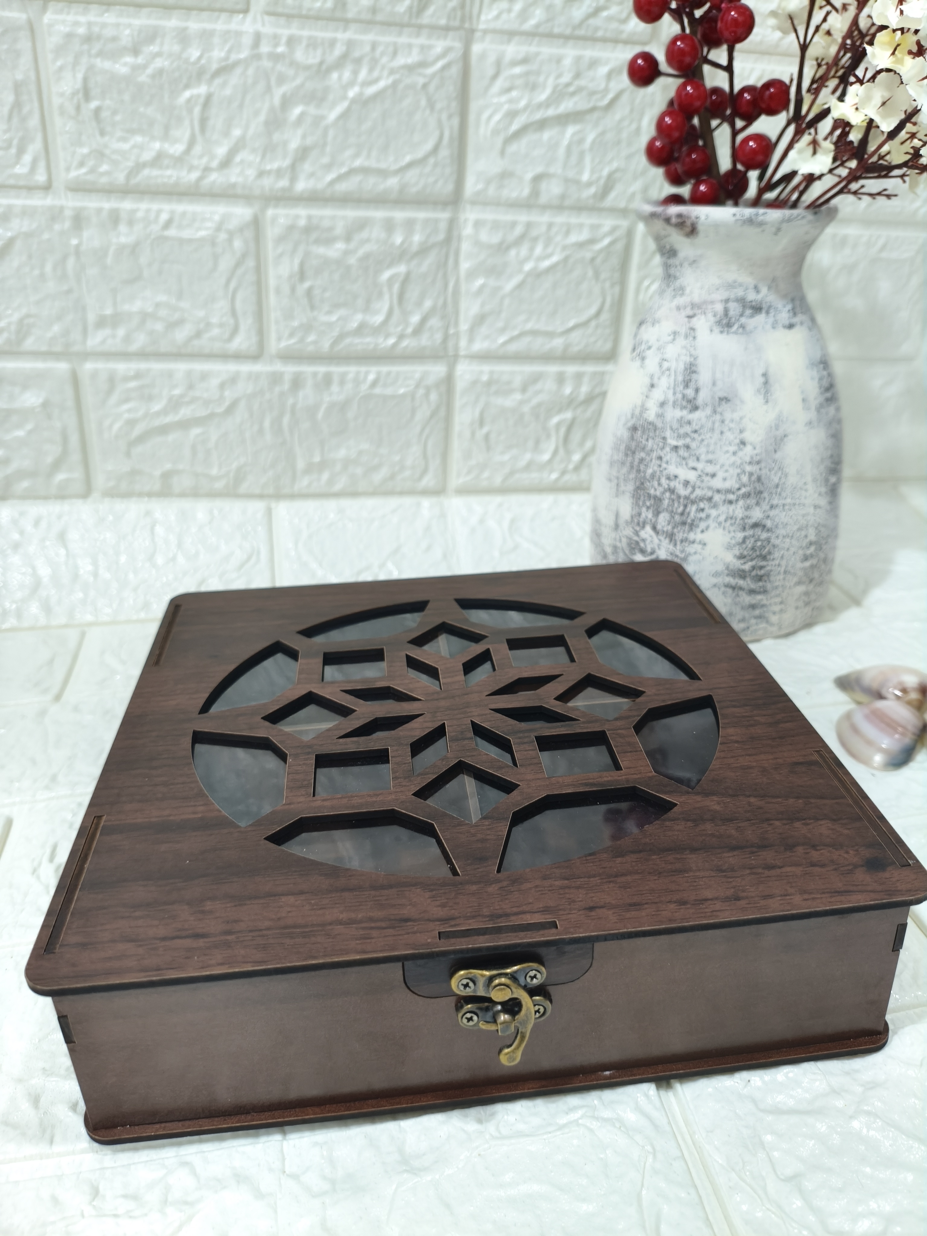 باکس چوبی آجیل و خشکبار طرح آتریسا کد ۱(گردویی)