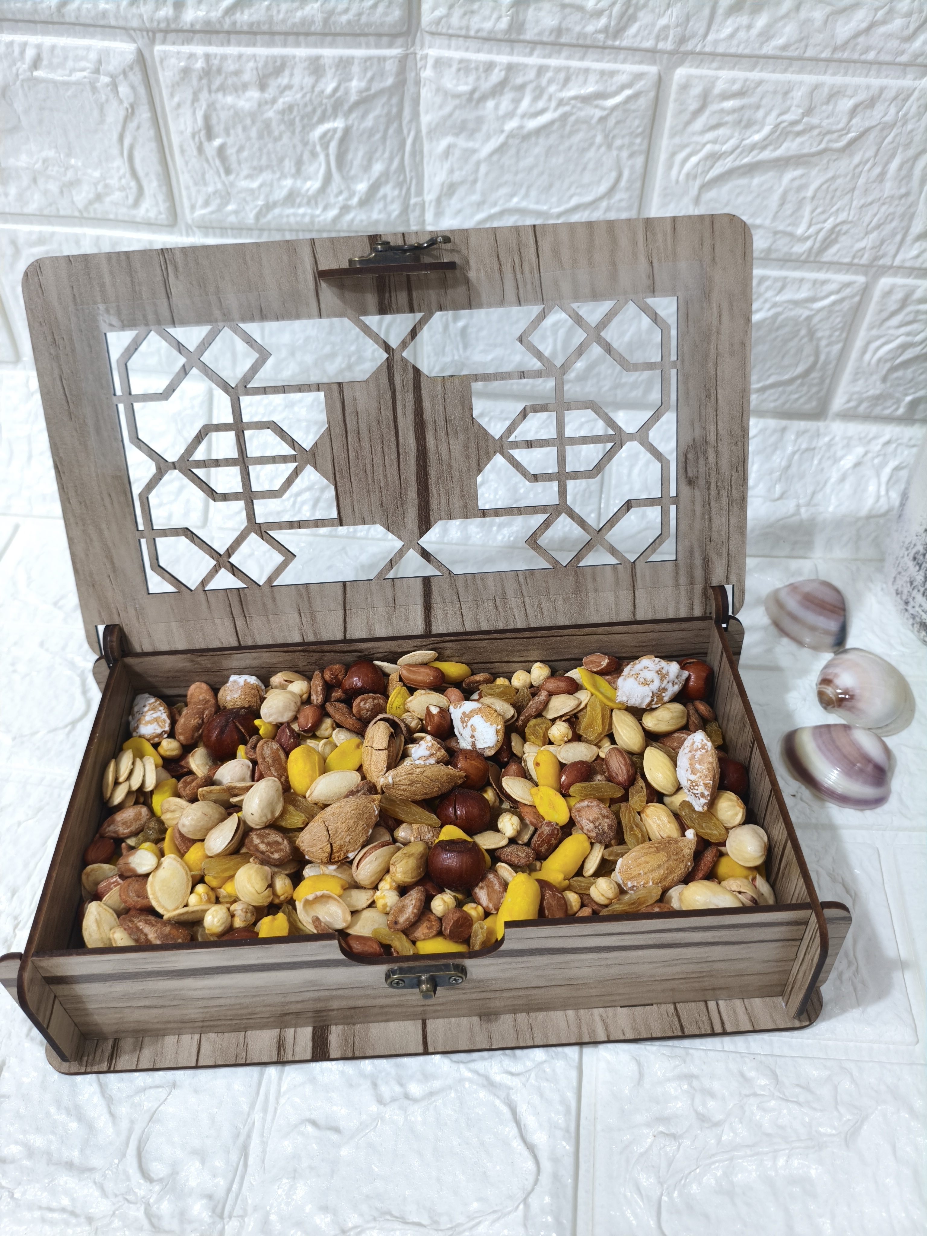 باکس آجیل و خشکبار طرح ستاره (قفل دار)آنتیک روشن