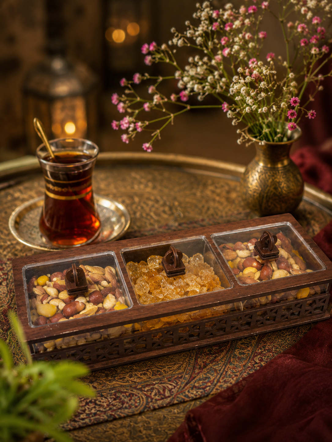 باکس چوبی آجیل و خشکبار مدل دایموند(گردویی) 