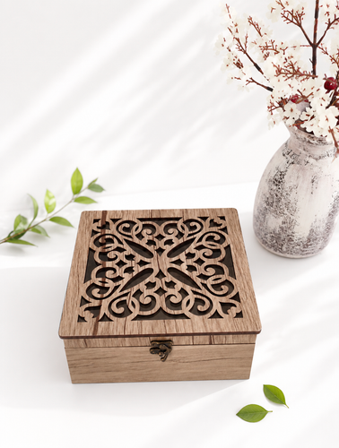 باکس چوبی آجیل و خشکبار گیفتانه طرح لادن(آنتیک)