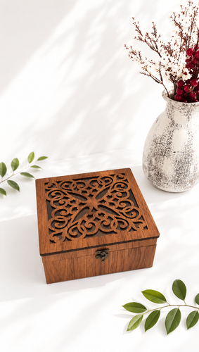 باکس چوبی آجیل و خشکبار گیفتانه طرح لادن(فندقی)