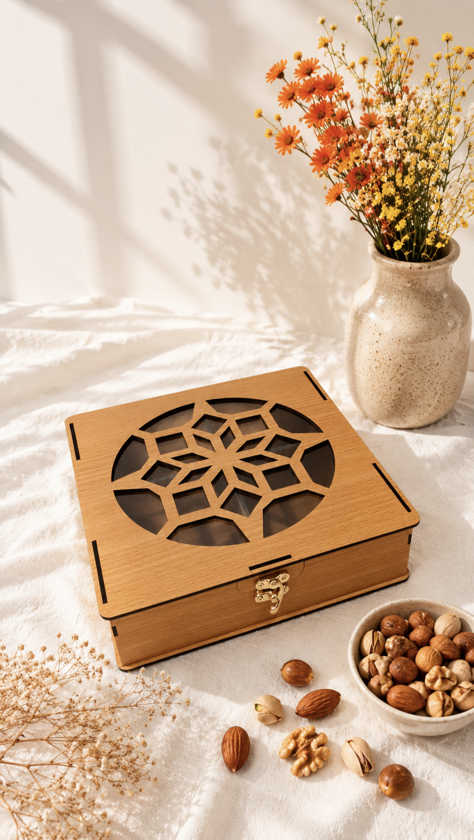 باکس چوبی آجیل و خشکبار طرح آتریسا(راش) کد ۱
