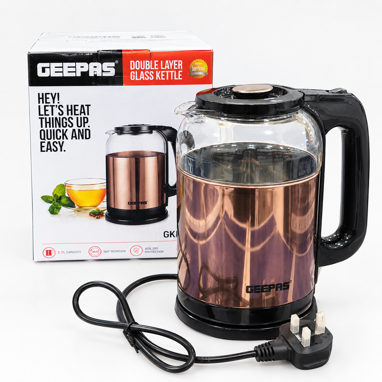کتری برقی شیشهای دو جداره GEEPAS مدل GK38063 ظرفیت 1.7 لیتر(گیفتانه)