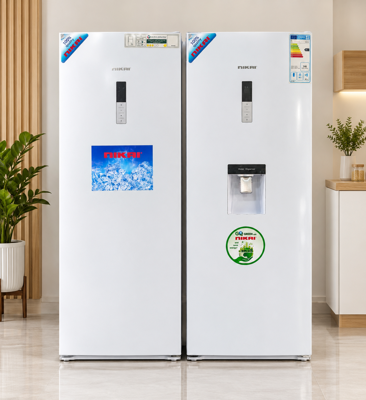 ست یخچال و فریزر دوقلو نیکایی رنگ سفیدمدل NRF441FWO و NUF400FSS (گیفتانه)